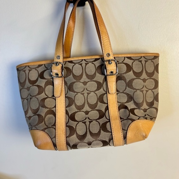 Coach Brown & Tan Hamptons Market Mini Signature Tote Bag - Picture 2 of 16